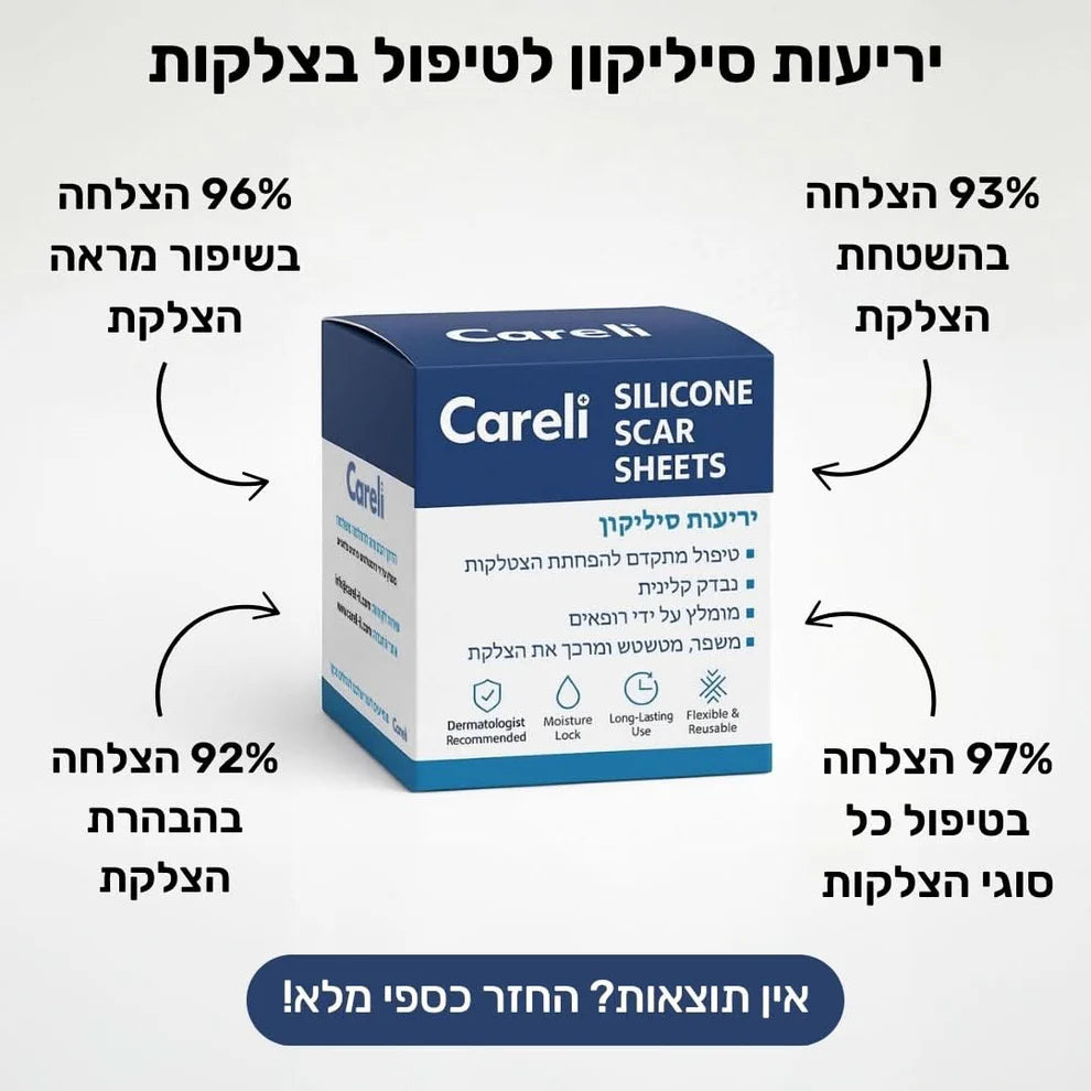 2 רצועות סיליקון רפואיות לטיפול בצלקת קיסרית